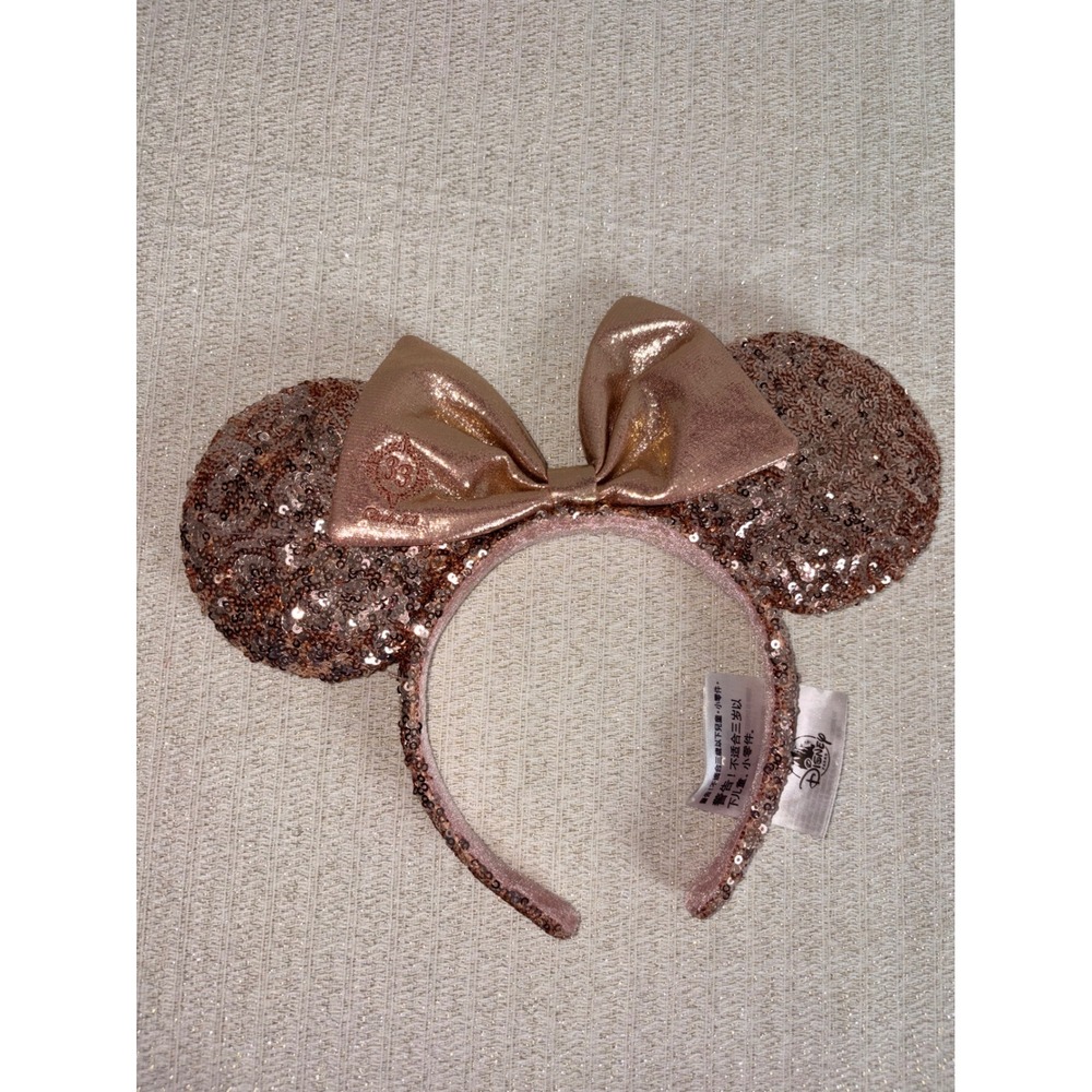 Disney Minnie Mouse Headband‎ 1 size Rose Gold Exclusive Club 33 Sequin Bow 2019